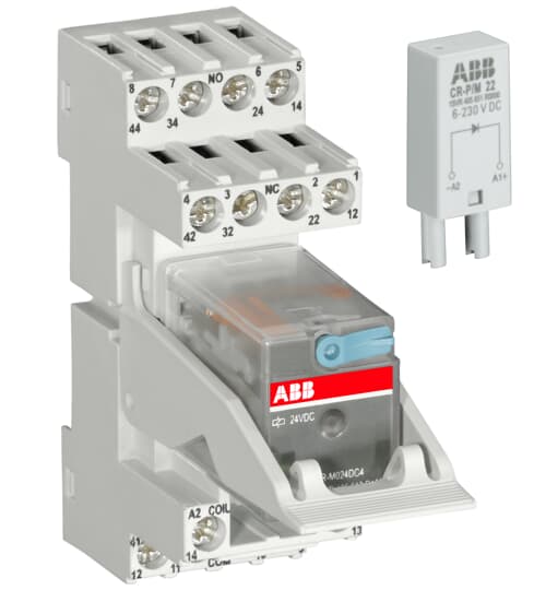ABB CR-M012DC4LDGSS Interface-Relais komplett mit Sockel und Halter 1SVR405618R4410
