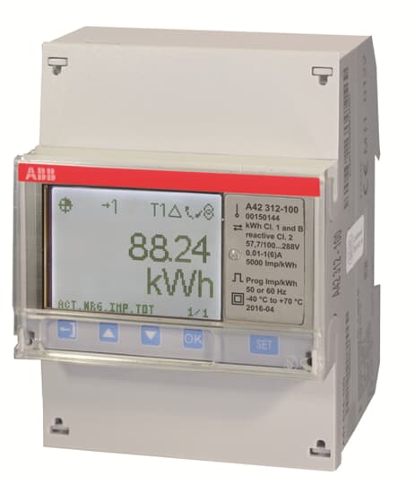 ABB A42 312-100 Messwandlerzähler, RS485 „Silber“, 1 Phase, Wandleranschluss 6A 2CMA170512R1000