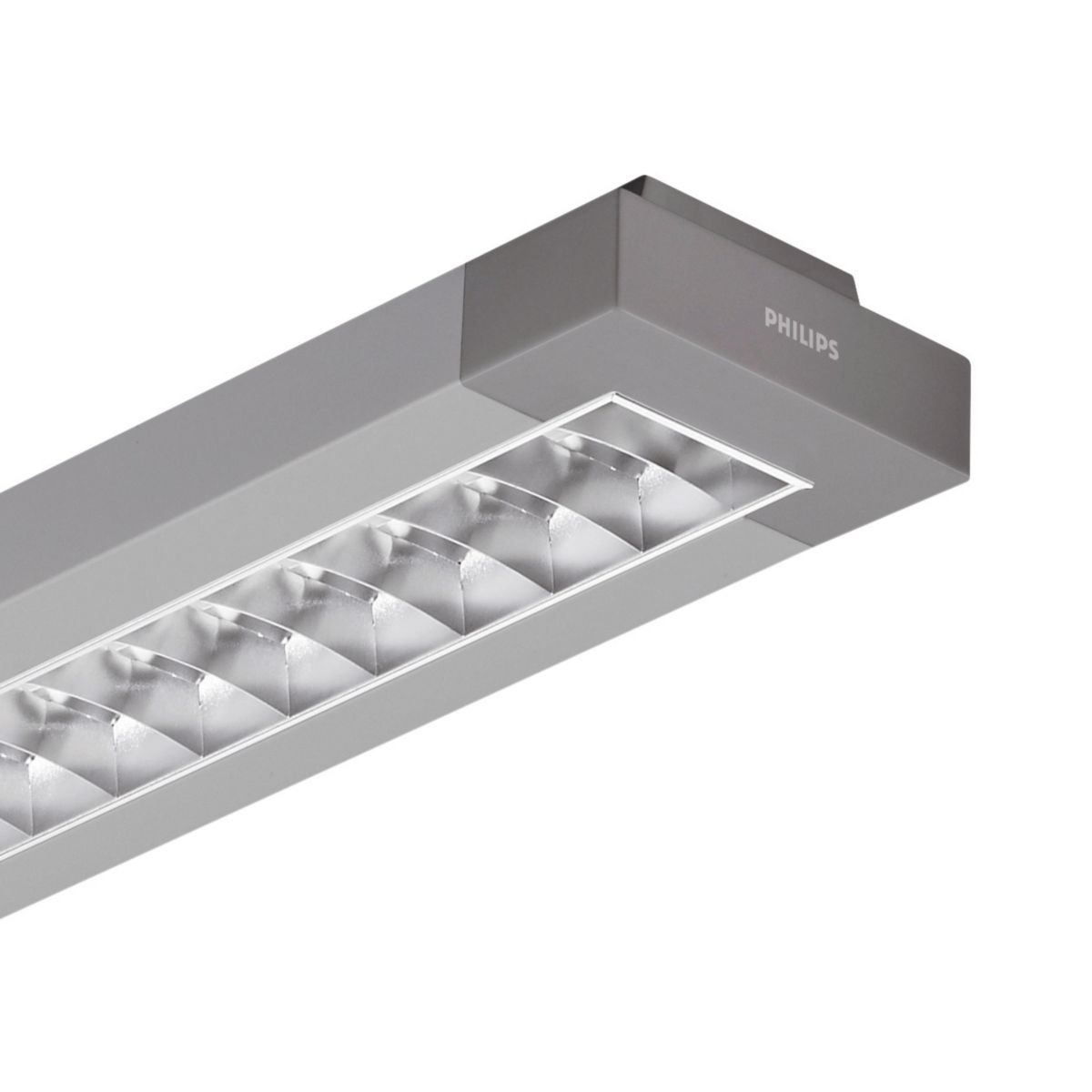 Signify EFix surface mounted - 1 Lampe - 35 W49 W80 W - HF-Performer Intelligent - Seidenglanzoptik 3D-Lamellen - Farbe: Silber 61108300
