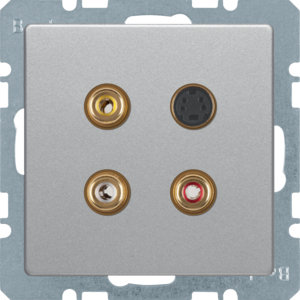 Berker 3 x Cinch/S-Video Steckdose Q.1/Q.3 alu 3315326084