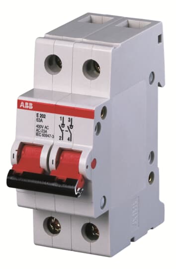 ABB E202/16G Trennschalter 2P,16A,Schaltgriff grau 2CDE282001R1016