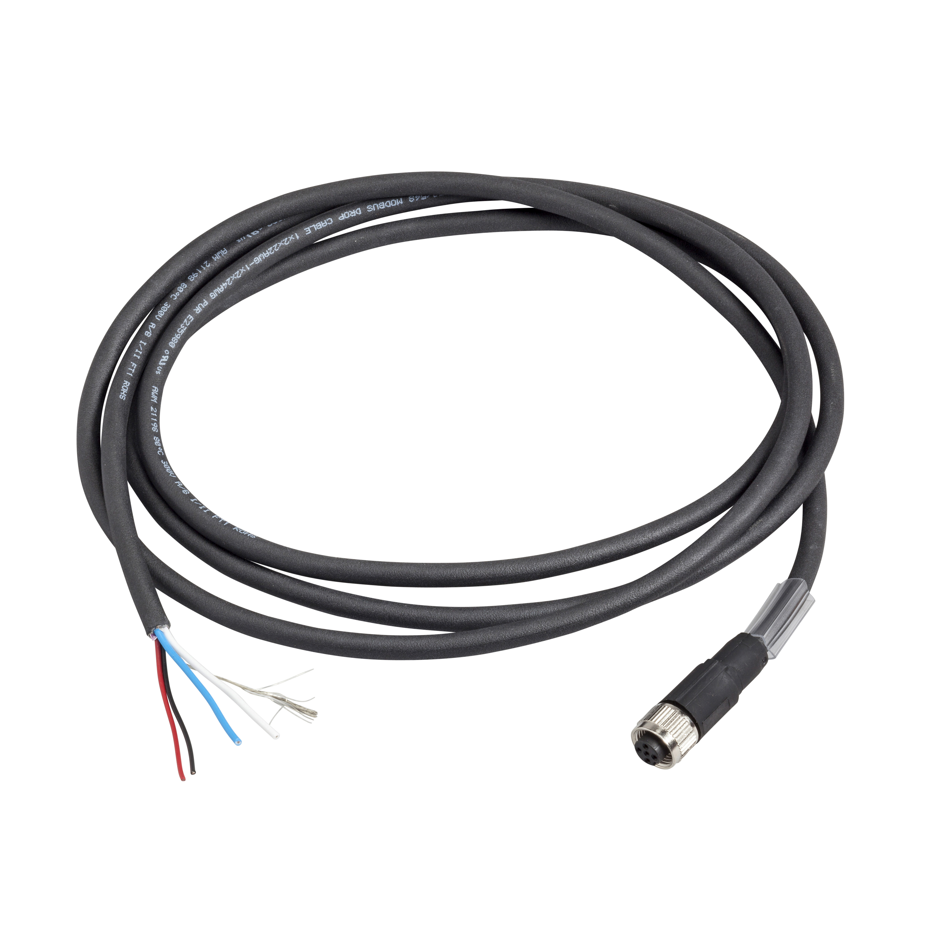 Schneider Electric XG RFID Geschirmte Modbus Kabel, M12 Stecker, Ende mit freien Drähten, IP67, 5 m TCSMCN1F5