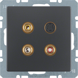 Berker 3 x Cinch/S-Video Steckdose Q.1/Q.3 anth 3315326086