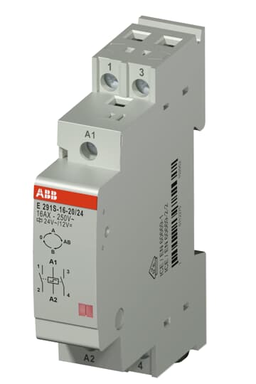 ABB E291S-16-20/24 Serien-Stromstoßschalter Spule 24 VAC/ 12 VDC, 16 A, 2 NO 2TAZ313000R2042
