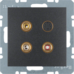 Berker 3 x Cinch/S-Video Steckdose B.3/B.7 anth 3315321606