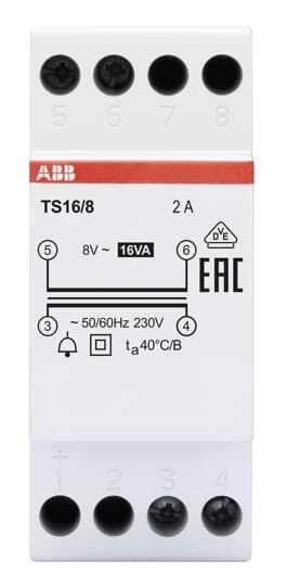 ABB TS16/8 Klingeltransformator 16VA, 8VAC 2CSM228645R0812
