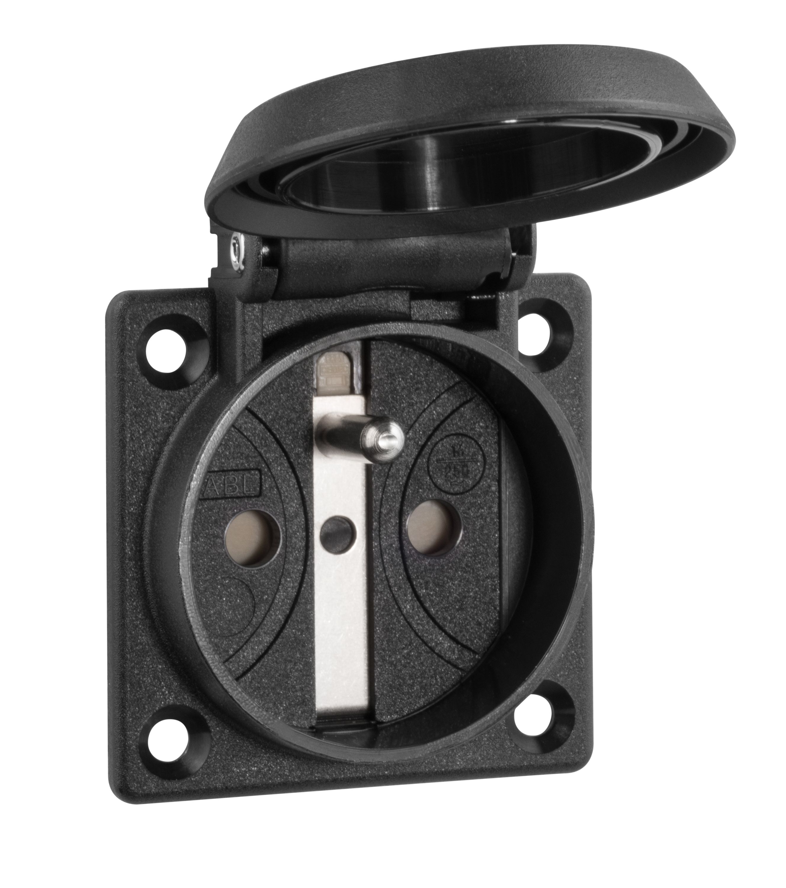 ABL Einbausteckdose nach französisch/belgischem Standard, schwarz, IP 54 1662002