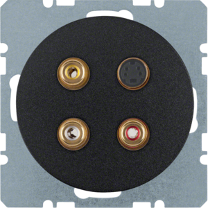 Berker 3 x Cinch/S-Video Steckdose R.1/R.3 sw 3315322045