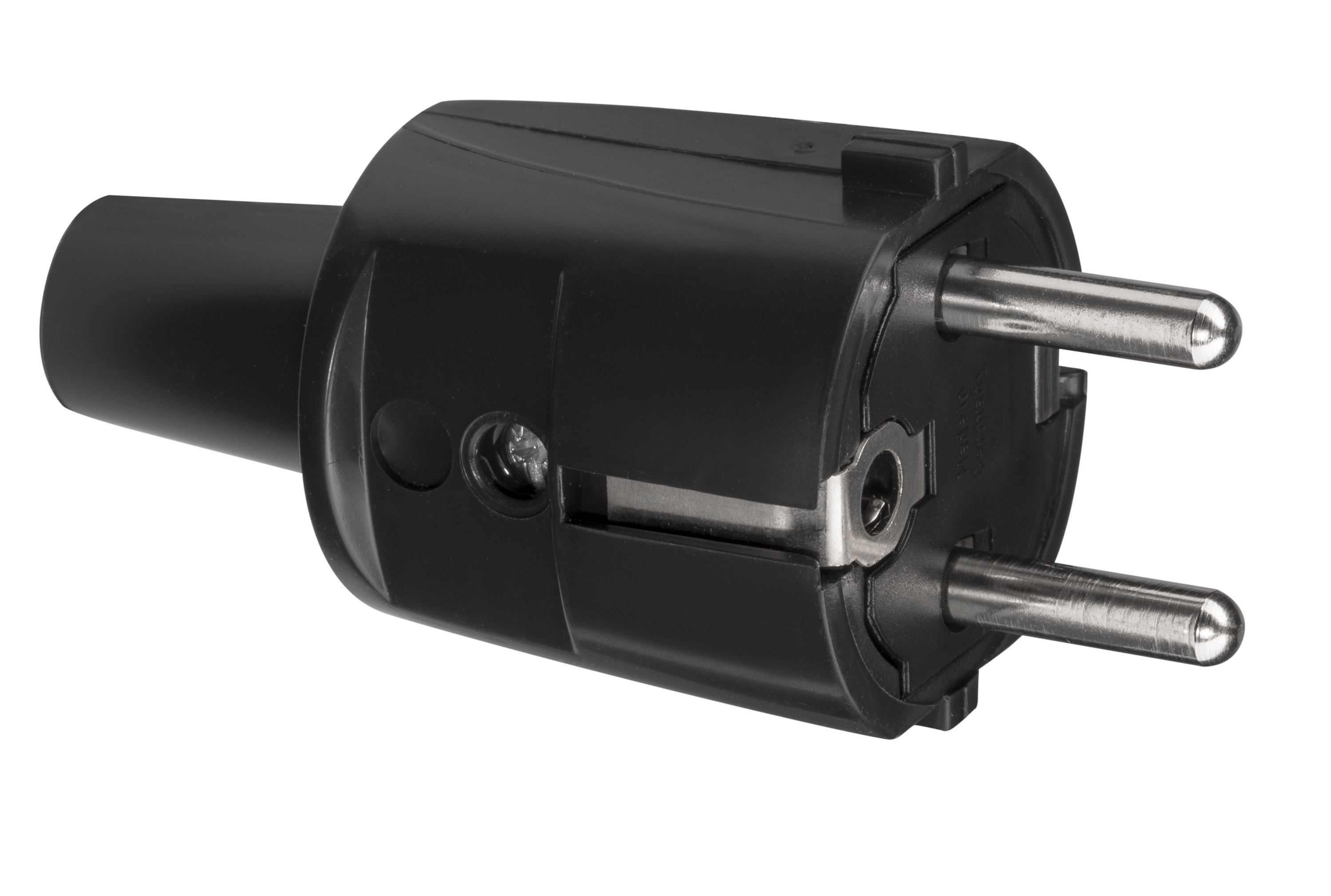 ABL SCHUKO PVC-Stecker, schwarz, 2 Erdungssysteme 1418000