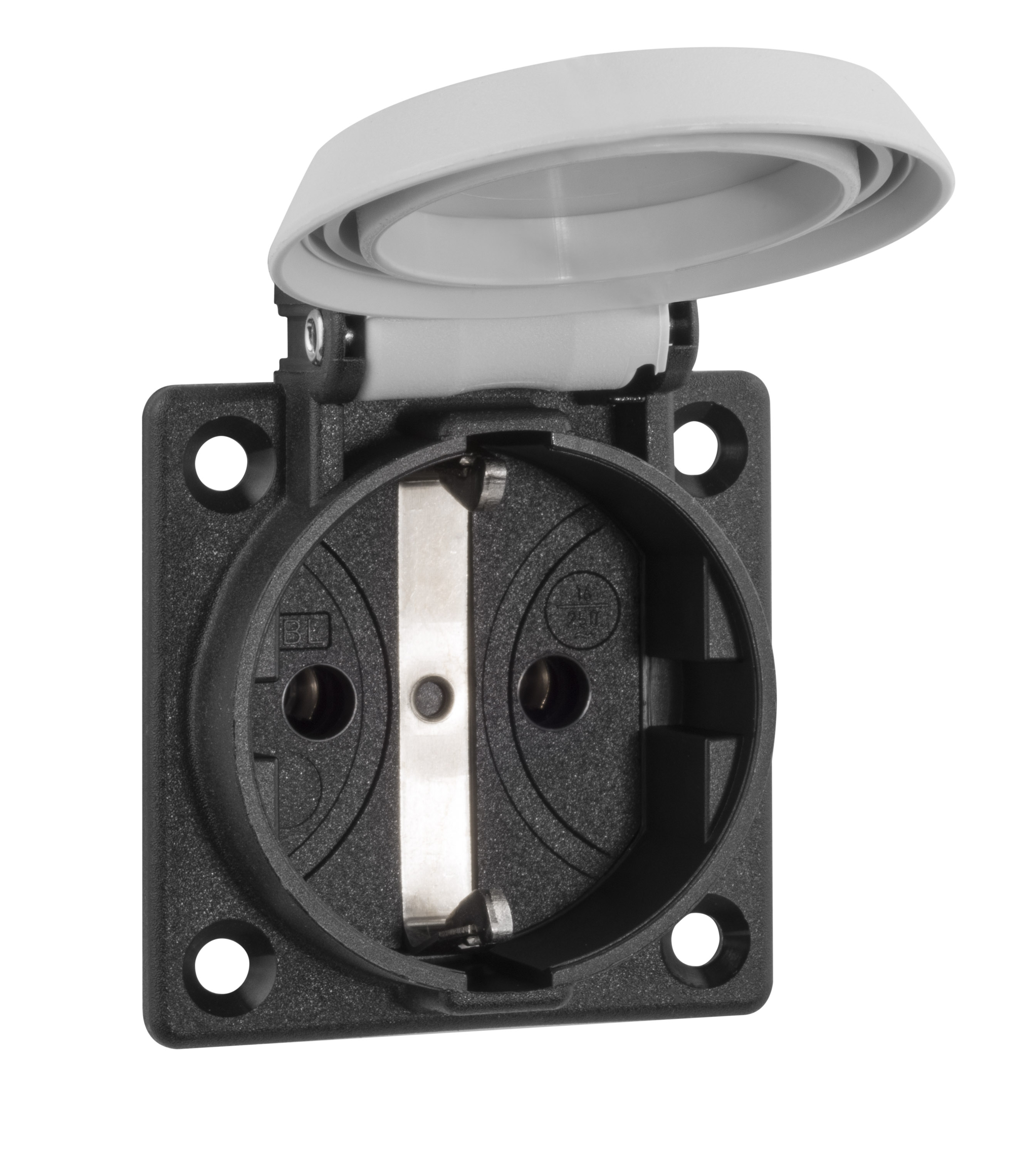 ABL SCHUKO Einbausteckdose, grau, IP54, mit Schraubanschluss 1661060