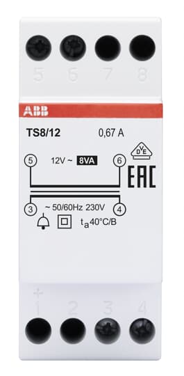 ABB TS8/12 Klingeltransformator 8VA, 12VAC 2CSM228685R0812