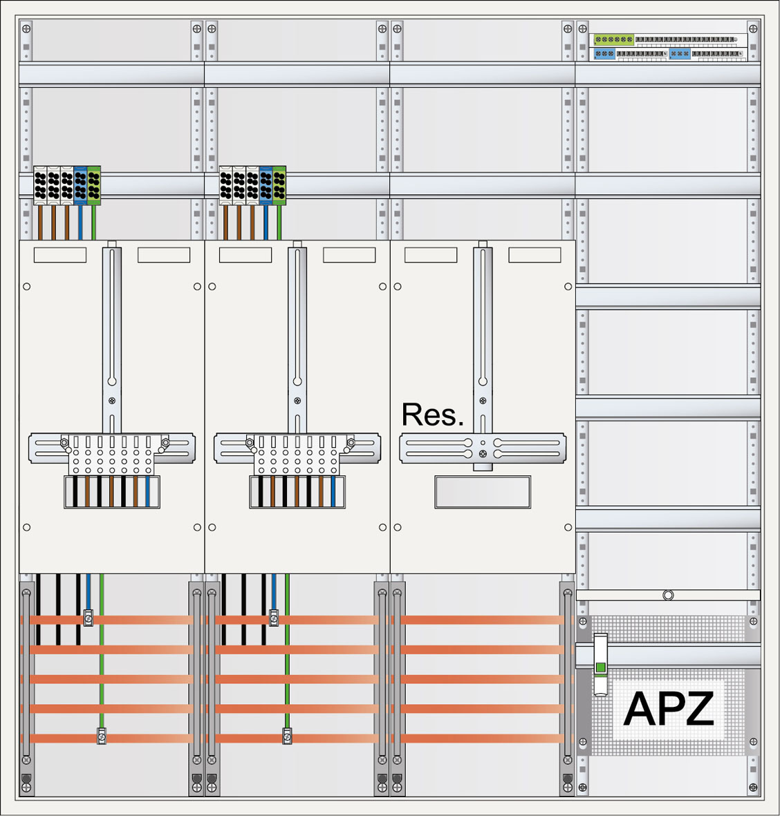 ABN Zählerschrank 3Pkt 2Z 1R 1V 1APZ, sHS, ZSK S47ZA521