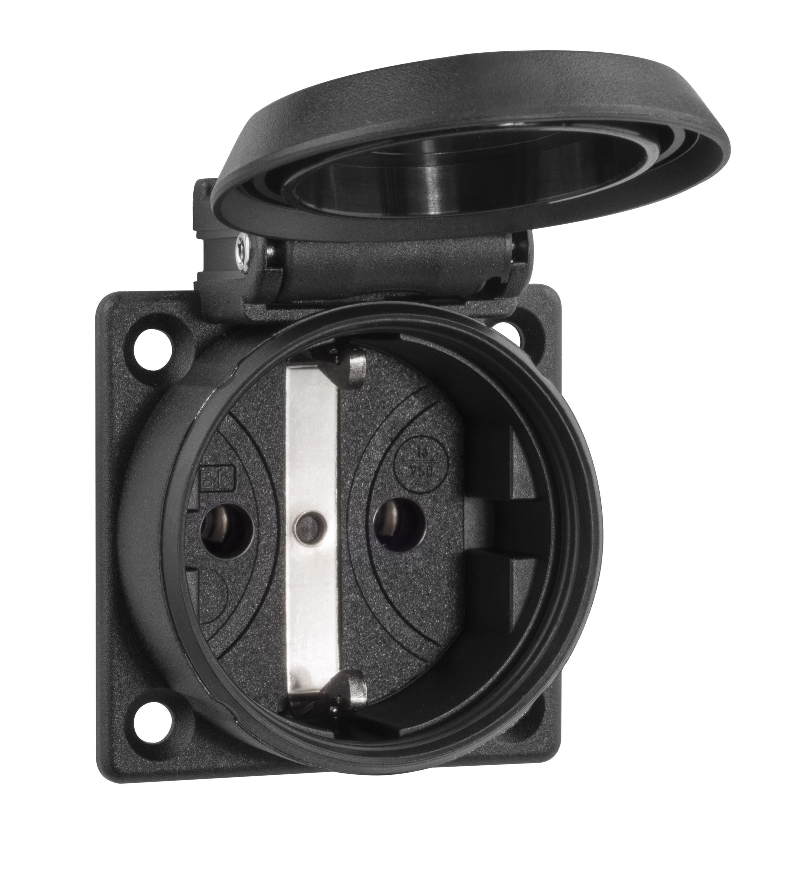 ABL Einbausteckdose SCHUKOplus, schwarz, IP54, mit Schraubanschluss 1561000