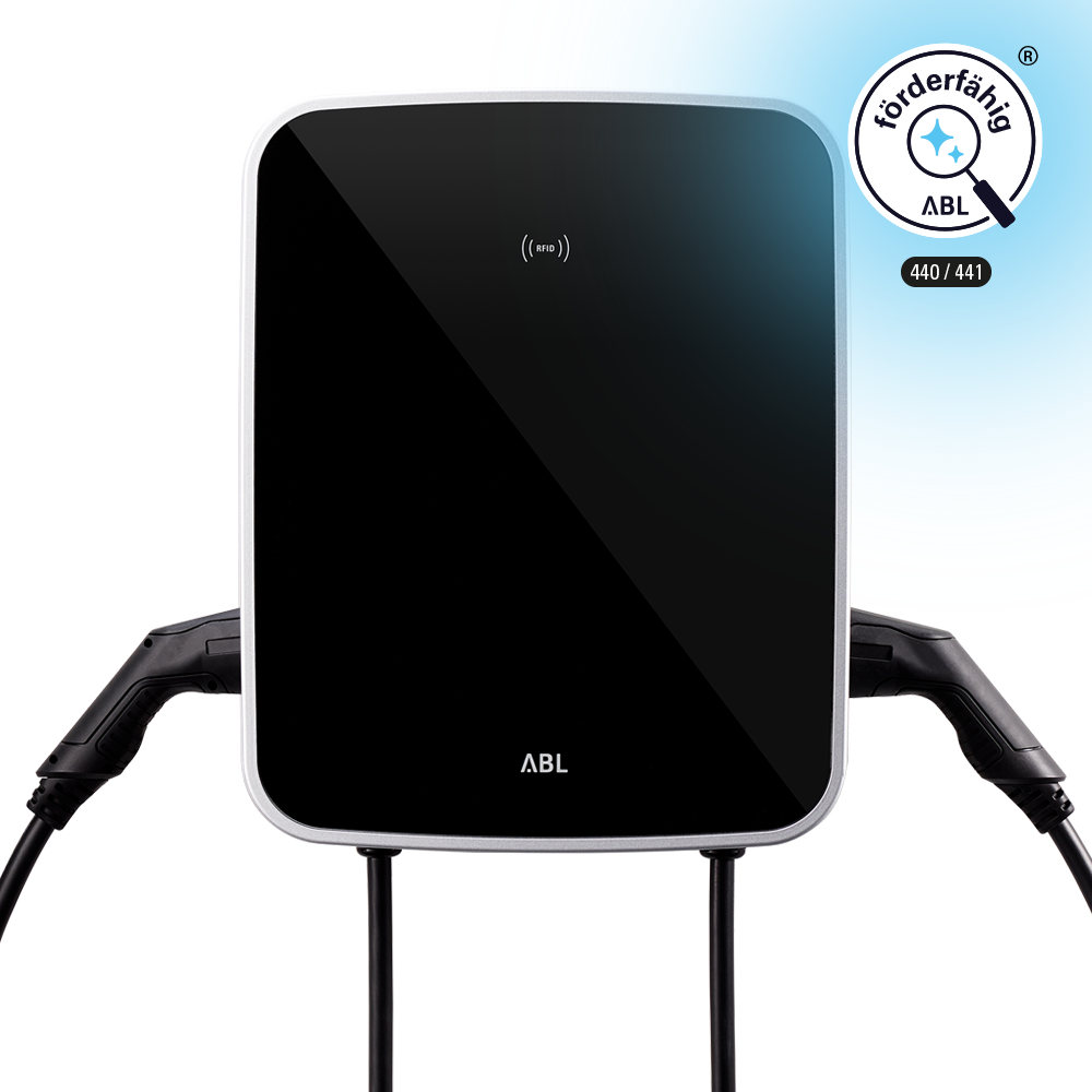 ABL Wallbox eMH3 eichrechtskonform, 2x 11kW, 2x Typ 2 Kabel, Extender, reev Compact 3W2254C