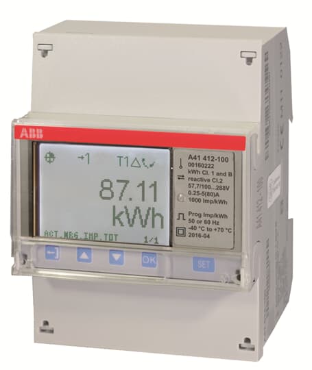 ABB A41 412-100 Wechselstromzähler, RS485 „Gold“, 1 Phase, Direktanschluss 80A 2CMA170505R1000
